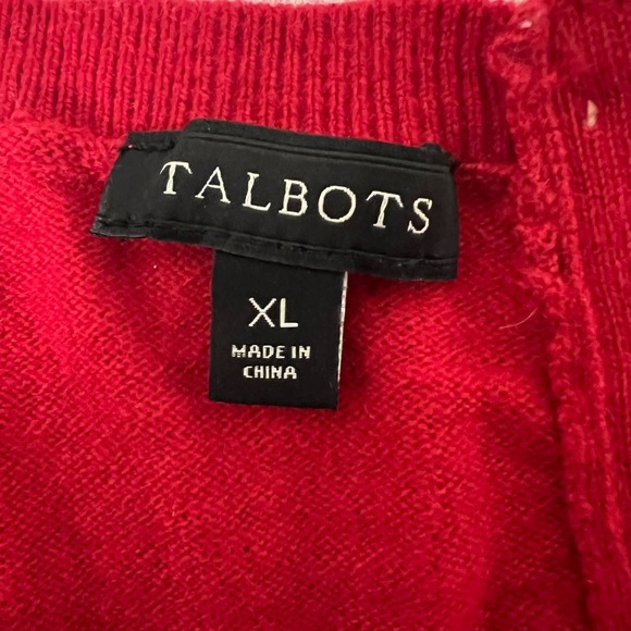 Talbots Red Crew Neck Long Sleeve Knit Sweater with Button Details‎ Size XL - Picture 8 of 10
